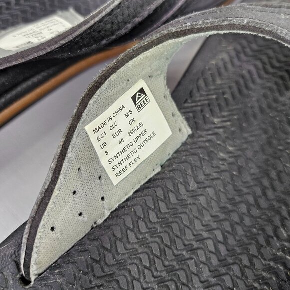 Reef Mens Black Synthetic Flip Flops Size 8/9 - Picture 4 of 7